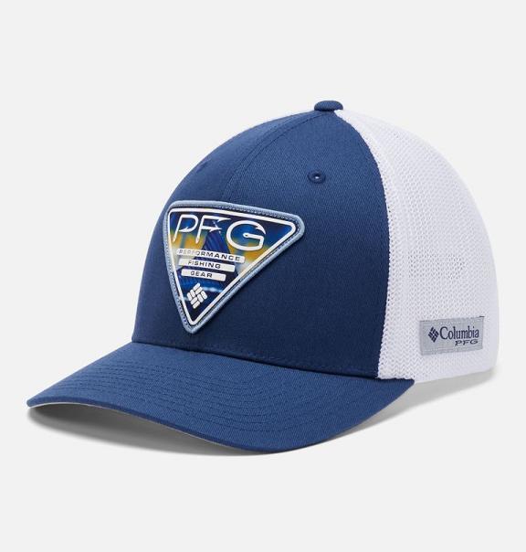 Columbia PFG Mesh Seasonal Hats Blue White For Men's NZ80764 New Zealand